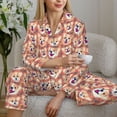 thumbnail image 6 of Fotbe Corgi Head with Floal Pattern Long Sleeve Pajama Set for Women,Sleepwear Set,2-piece Loungewear Set,Soft PJs Comfy Nightwear with Pockets -Small, 6 of 7
