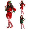 thumbnail image 4 of Mercatoo Christmas 𝐄lf 𝘾𝙤𝙨𝙩ume for Girls 4 Piece Santa Helper Outfits Kids Xmas Festive Part𝐲 Clothes Dress Belt Hat Socks, 4 of 4