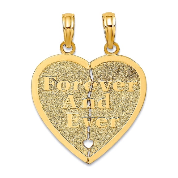 14k Gold Forever and Ever Breakable Hear Charm 25.8x20.35mm Wide Pendant Necklace for Women