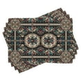 thumbnail image 3 of Ambesonne Oriental Table Runner & Placemats, East Floral Ethnic Motif, Placemat 4 pcs + Runner 16"x72", Beige Dark Seafoam and Ruby, 3 of 4