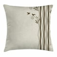 thumbnail image 1 of Nature Throw Pillow Cushion Cover, Abstract Wavy Swirled Tree Branches with Leaves and Little Birds Illustration, Decorative Square Accent Pillow Case, 16 X 16 Inches, Eggshell Brown, by Ambesonne, 1 of 2