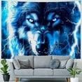 thumbnail image 4 of Orinice Wolf Blue Eyes Lightning Tapestry Wall Hanging Unique Style Graphic Tapestries Home Wall Decor Art for Living Room Bedroom Apartment Farmhouse Dorm 50x40inch, 4 of 6