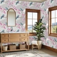 thumbnail image 4 of Chinoiserie Peel and Stick Wallpaper Elegant Watercolor Chinoiserie Cherry Blossoms Birds Painting Wall Paper 23.6in x 9.8ft Self Adhesive Removable Renter Friendly Wallpaper for Bedroom Cabinets, 4 of 8