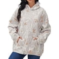 thumbnail image 1 of Sudadera con capucha deportiva de gran tamaño con estampado de hojas de arce y bolsillos para mujer nueva de otoño, 1 of 5