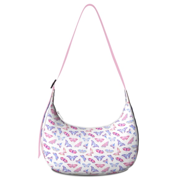 Delicate Butterfly Sketch Crossbody Bag – Watercolor Floral Design, Adjustable Strap, Ideal for Romantic Evenings