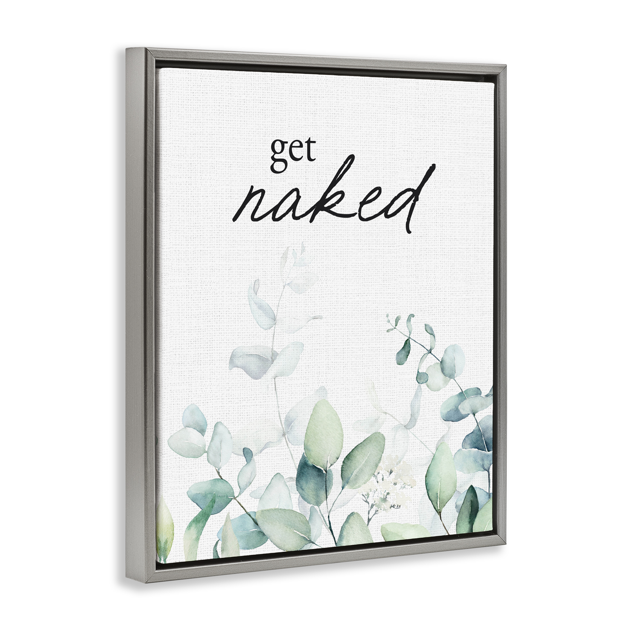 Get Naked Minimal Herbs Gray Framed Floater Canvas Wall Art, design by Lettered and Lined