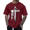 thumbnail image 2 of Men's Athletic Running T-Shirts Quick Dry Gym Workout Shirts Moisture Wicking Short Sleeve Lightweight Sports Graphic Printed Tee Tops Wine, 2 of 5