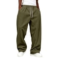 thumbnail image 2 of Evdexr Corduroy Pants Mens Drawstring Baggy Sweatpants Fall Winter Hip Hop Travel Pants Loose Fit Breathable Solid Color Trousers with Pockets M, 2 of 6