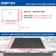 thumbnail image 4 of DIBTSA Pitcher Rinser, Automatic Glass Cup Washer, Stainless Steel Coffee Milk Tea Cup Cleaner Sink, for Home Kitchen Hotel Bar Restaurant (10.4x6.4x2.6 Inch), 4 of 9