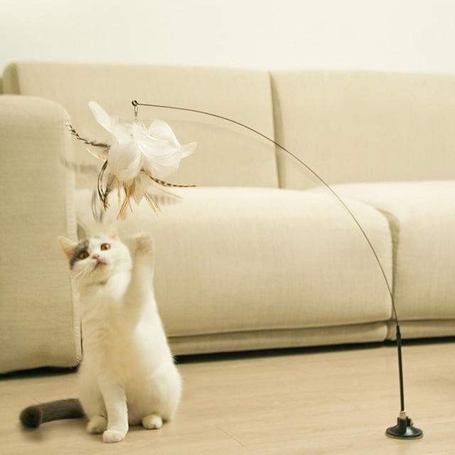 Varita de gato, campanas de juguete con varilla de material acero elástica, accesorio interactivo, reemplazo de plumas, juguetes adsorbibles para Colco Juguetes para gatos