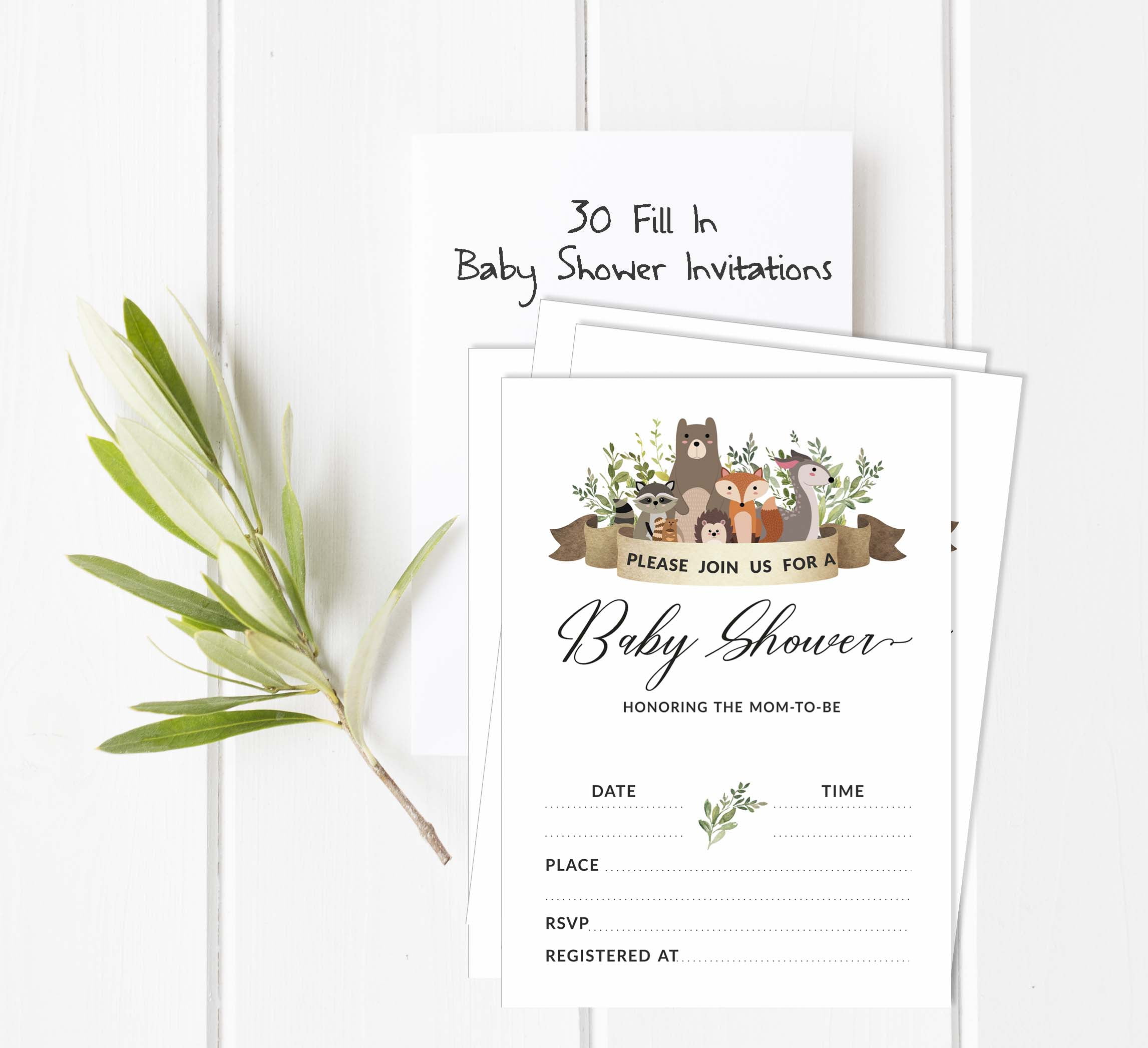Inkdotpot 30Jungle Animals Baby Shower Invitation Cards Gender Neutral Fill In Blank Invites