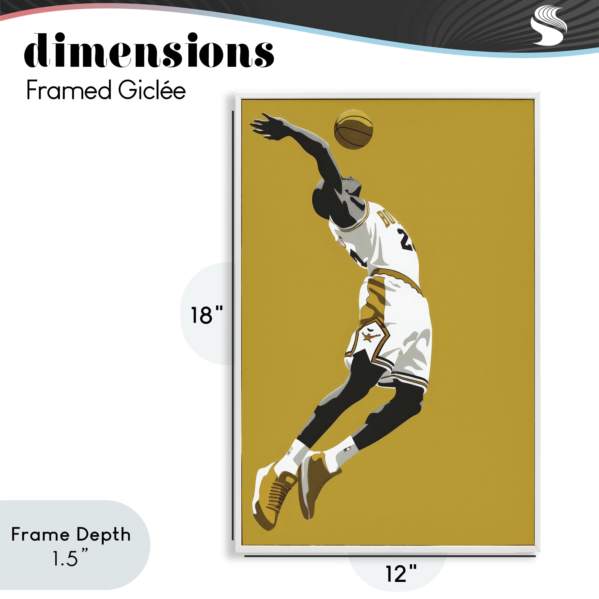 Stupell Industries Iconic Basketball Dunk White Framed Giclee Art, design by Ray Powers
