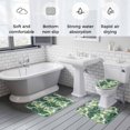 thumbnail image 6 of Tropical Plant Leaf Bathroom Rugs Set Green Palm Leaves Linen Texture Non Slip Absorbent Soft Bath Mats 3 Piece Set with Bathroom Rug, U-Shaped Floor Mat, Toilet Seat Cover Large Size, 6 of 9