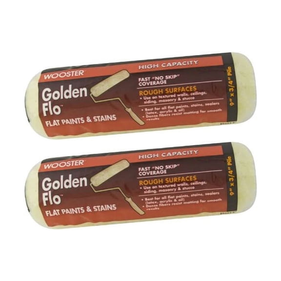 Wooster Genuine 9" Golden Flo 3/4" Nap Roller Cover 2-Pack, RR662-9-2PK