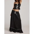 thumbnail image 4 of LMLYSoH Women's 2 Piece Skirt Outfits Sleeveless Ruffle Trim Camisole Long Tie Up Skirt Set, 4 of 9