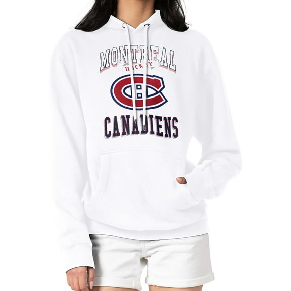 Women's G-III 4Her by Carl Banks White Montreal Canadiens Team Logo Tri-Blend Fleece Pullover Hoodie