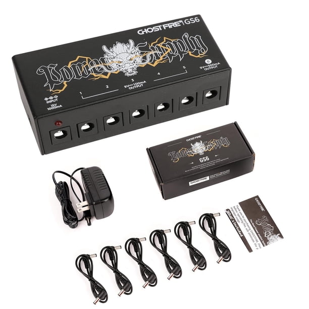 Fuente de Alimentación Ghostfire Negra Compacta para Pedal de Guitarra de Alta Corriente 9V/1000mA