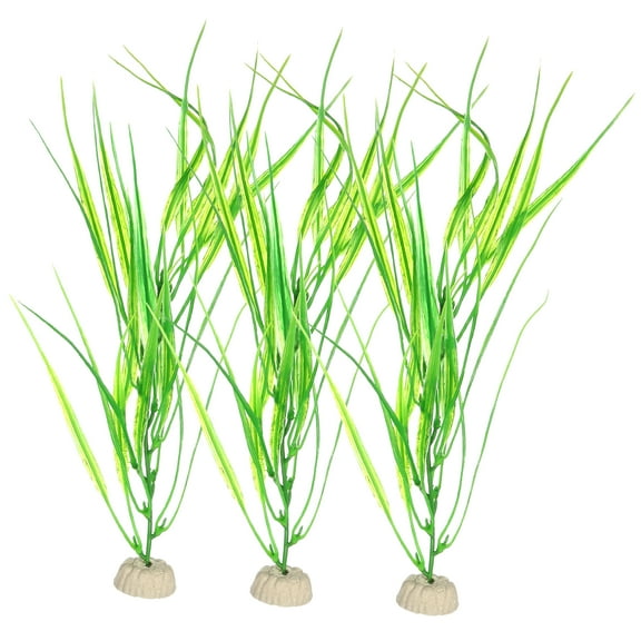 Unique Bargains 3 Pcs Fish Tank Aquarium Decorations Artificial Plants Plastic Artificial Water Plants Green 30.5cm