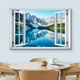 thumbnail image 3 of wall26 Canvas Print Wall Art Window View Rocky Mountain Forest Lake Reflection Wilderness Nature Photography Realism Scenic Landscape Multicolor for Living Room, Bedroom, Office - 32x48, 3 of 5