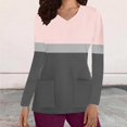 thumbnail image 2 of ATOYSOY Women's Long Sleeve Tees Fall Winter Loose Scrubs Tops Pockets Casual Shirts Solid Color Pullover Pockets Workout Fashion V Neck Sweatshirts Outwear Pink XL, 2 of 5
