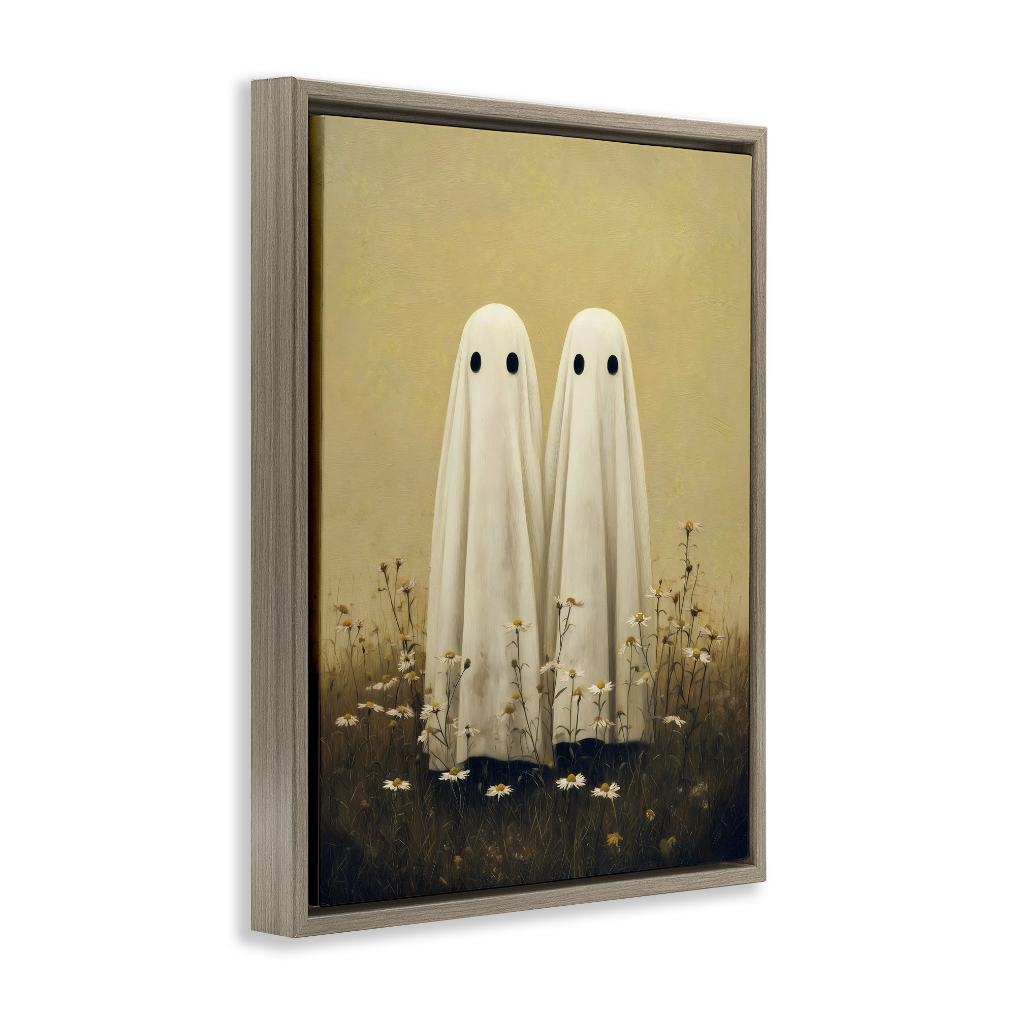 Daisy Ghost Couple Brown Framed Floater Canvas Wall Art, design by Arlington Prints