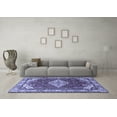 thumbnail image 3 of Ahgly Company Machine Washable Indoor Square Medallion Blue Traditional Area Rugs, 8' Square, 3 of 4