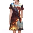 thumbnail image 1 of Balery Ferocious Dragon Fury Vestidos sueltos de manga corta para mujer, vestidos de verano 2025, vestidos casuales de corte A con vuelo., 1 of 6