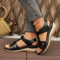 thumbnail image 5 of Rotm Womens Sandals Sandals for Women Wide Width Women Shoes Fashion Slope Heel Sandals Comfortable Round Toe Buckle Causal Sandals Shoes Black,6, 5 of 6