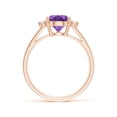 thumbnail image 2 of ANGARA Natural Pear 1.6 ct Amethyst Ring with Triple Diamond Accents in 14K Rose Gold for Women (Size-10x7mm) | February Birthstone, Anniversary, Jewelry Gift for Women | Natural Amethyst Ring, 2 of 11