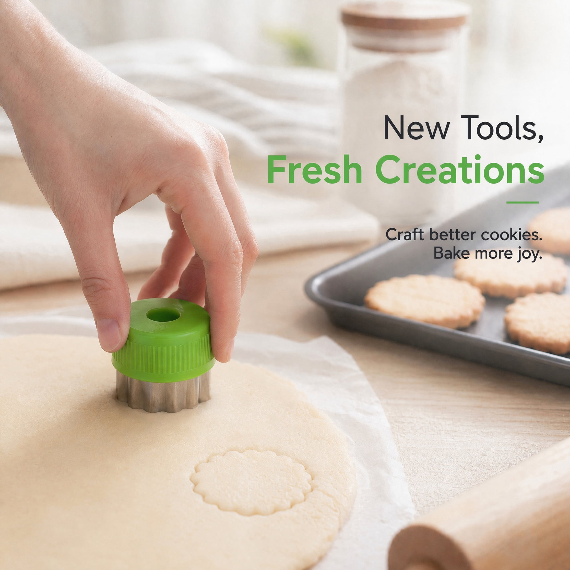 Unique Bargains 12Pcs Handheld Metal Biscuit Cutter Set with Cushioned Handle Green 12Pcs