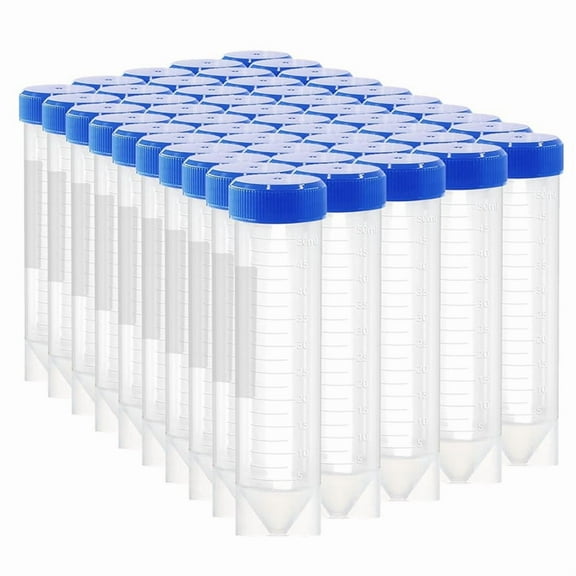 50ml Plastic Centrifuge Tubes with Screw Cap, 50 PCS 50ml Self-Standing Plastic Tube Conical Tubes with Cap