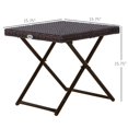 thumbnail image 2 of Brown PE Rattan Patio Coffee Table - Folding Outdoor Side Table for Garden, Balcony & Poolside - 15.75"x15.75"x15.75", 2 of 7