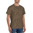 thumbnail image 4 of Yiaed Brown Leopard Print Mens Short Sleeve Tight Fit T-Shirt, Crewneck Casual Tee-XX-Large, 4 of 5