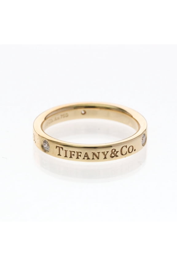 Pre-Owned Tiffany Flat Band Ring With Diamonds Pink Gold (18K) Fashion Diamond Band Ring Pink...