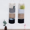 thumbnail image 4 of 2 Pieces Cotton Linen Storage Bags, Wall Storage Bags, with 3 Pockets, for Blind Remote Control, Glasses, Jewelry, Socks, Charger, Keys, 4 of 5
