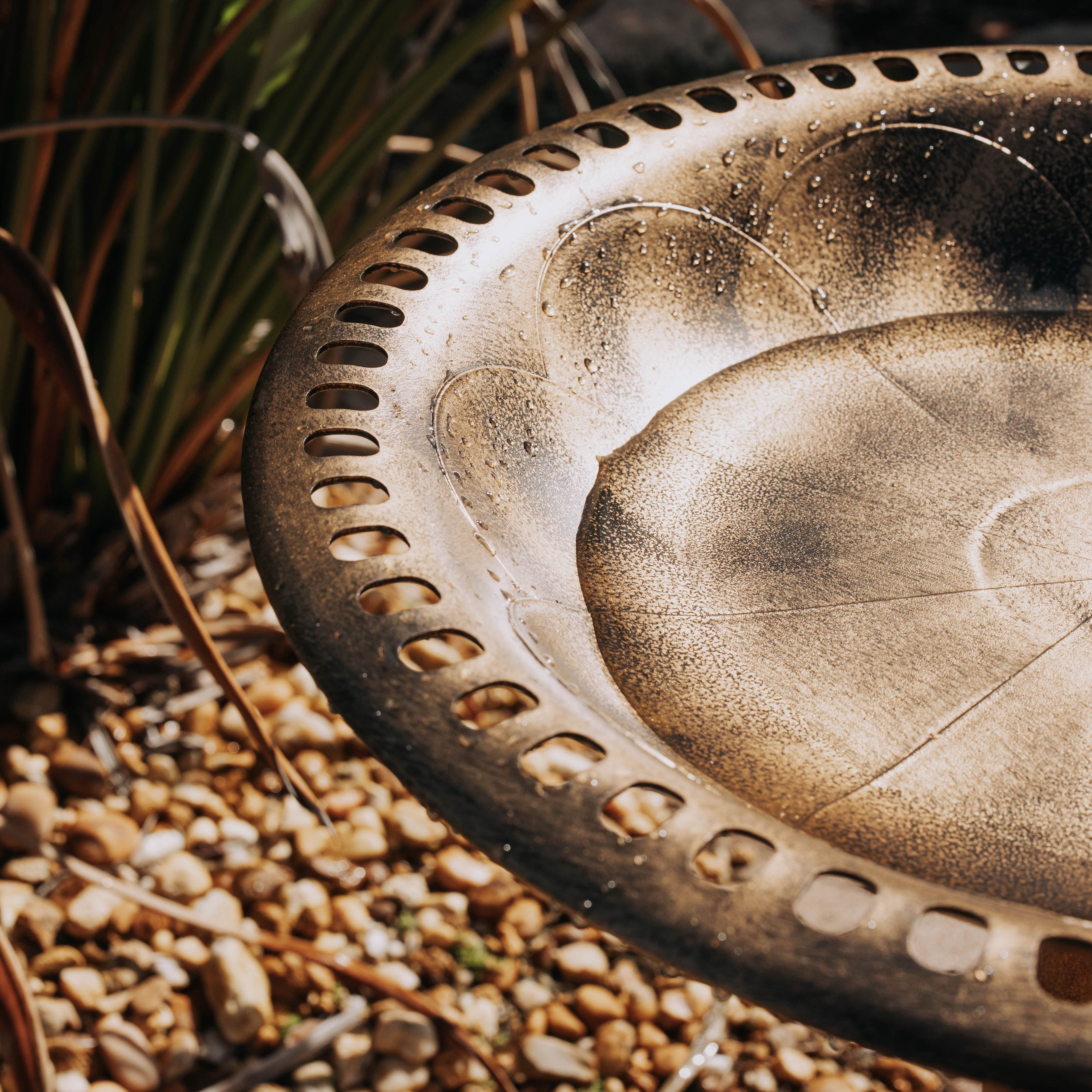 Backyard Expressions Outdoor Garden Bird Bath - Bronze - Weather Resistant Polyresin - 27 Inch