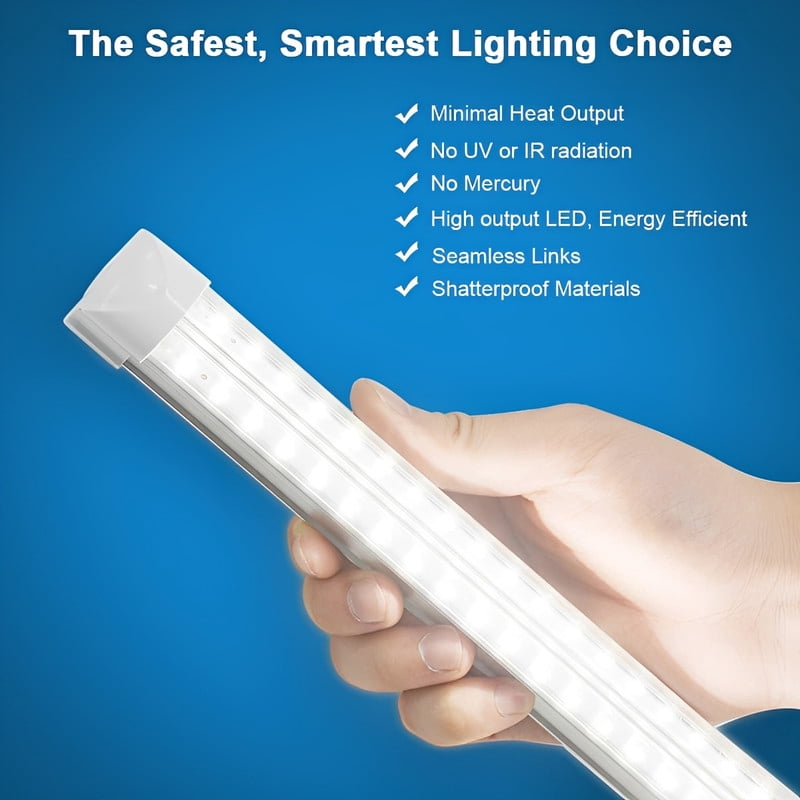 JESLED 5FT T8 LED Shop Light, V-Shape 50W 6500LM 6000K Cool White, for Garage, Workshop, Warehouse, Basement, ETL Listed, 4-Pack