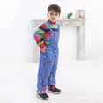 thumbnail image 5 of CHOYURME CHONYURM Kids Evil Doll Costume Red Blue Striped Jumpsuit Halloween Spooky Cosplay Suit, 5 of 7