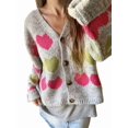 thumbnail image 3 of Women'S Love Floral Pattern Front Button Down Cardigan Fall Winter Casual Long Sleeve V-Neck Sweater for Women Gray S, 3 of 10