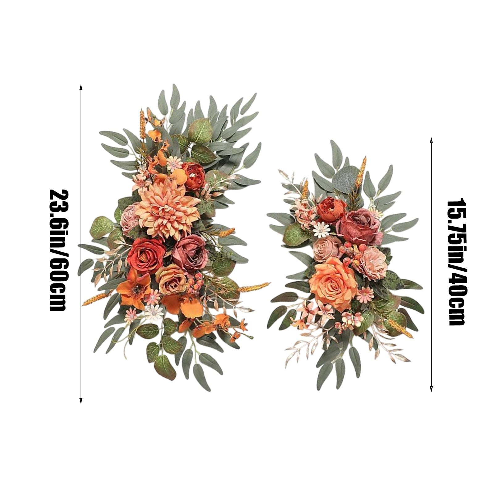 Wzzjkit Artificial Wedding Arch Flowers Kit Pack of 2, Arch Flowers Hanging Silk Flowers Arrangement Ceremony Spring Fake Rose Arbor Background Floral Party Outdoor Decor