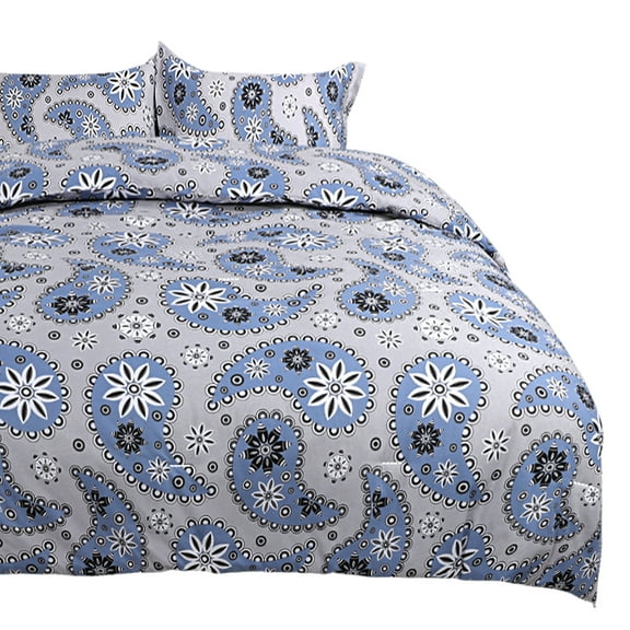 Unique Bargains 3-Piece Paisley Pattern Bedding Comforter Set with Pillow Sham Queen