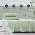 thumbnail image 3 of TOSMO Luxury Pillow Case Set of 2, Viscose Made from Bamboo OEKO-TEX, Silky Soft, Breathable & Cooling Pillow Cases with Envelope Closure (Queen, Light Green), 3 of 6