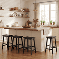 thumbnail image 4 of ELLEGNT 2 PCS Solid Wood Saddle Bar Stools - Backless with Footrests, Wooden Counter Stools Black, 4 of 8