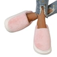 thumbnail image 6 of IEMIEMIEM Womens Slippers Thick Platform Fluffy Fuzzy Closed Toe Slide Soft Warm Plush Slip On House Slippers Non Slip Rubber Sole Indoor Bedroom Winter Slippers Pink 8-8.5 Wide, 6 of 7