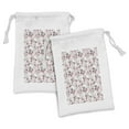 thumbnail image 1 of Vintage Fabric Pouch Set of 2, Pastel Floral Blossom Petals Romantic Flourishing, Small Drawstring Bag for Toiletries Masks and Favors, 9" x 6", Pale Pink Warm Taupe, by Ambesonne, 1 of 2