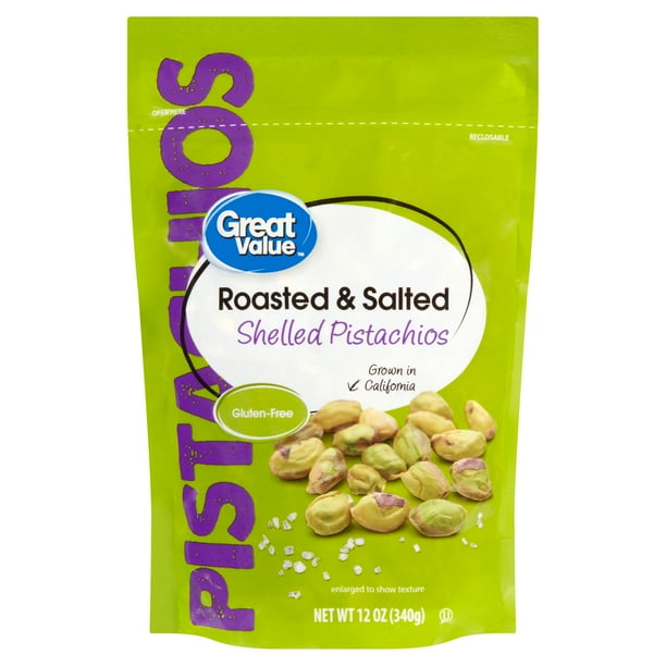 Great Value GlutenFree Roasted & Salted Shelled Pistachios, 12 oz