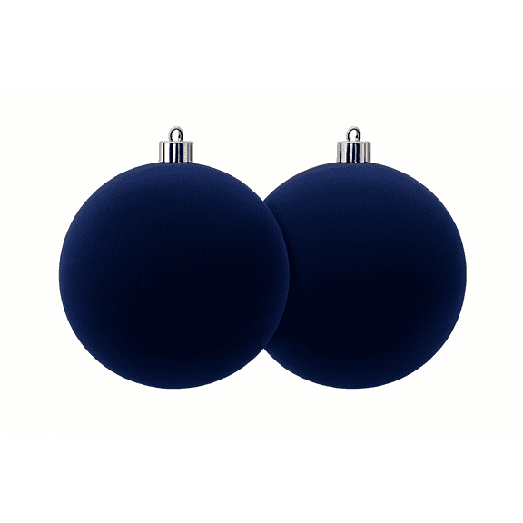 2 Count Velvet-Feel Navy Jumbo Shatterproof Christmas Ornaments, by Holiday Time