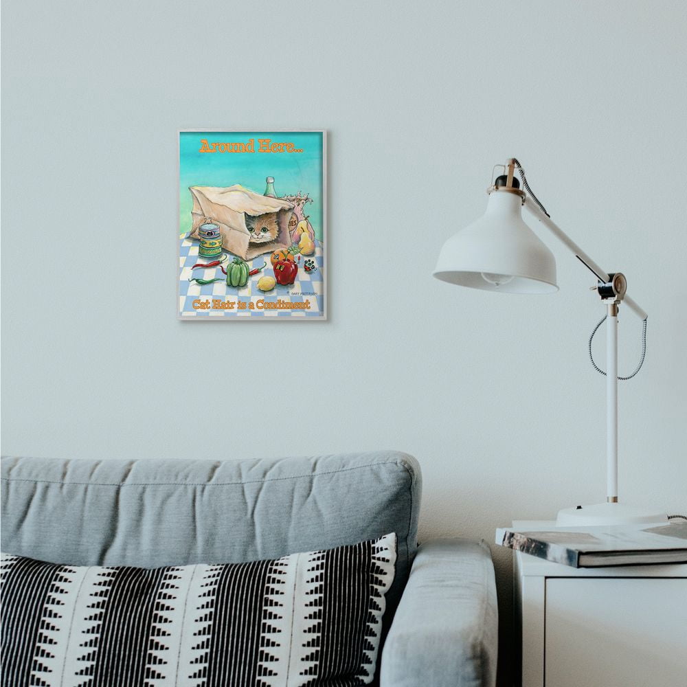 Stupell Industries Cat Hair Is A Condiment Funny Pet Cartoon Design Framed Wall Art by Gary Patterson