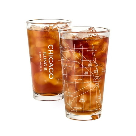 THE PINT - Chicago Map, 16oz (Set of 2)