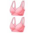 thumbnail image 1 of Bigersell Comfort Padded Underwire Bra 2pc V-Neck Wire-Free Bra Support Women Wireless Bras T-Shirt Bra Style R-19 Basic Bra Strap Nylon No Underwire Bra Feature Everyday Bras Underwear Pink L, 1 of 2